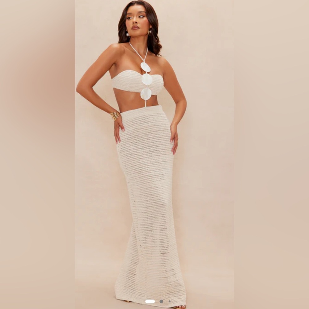 Lucia Crochet Maxi Dress in color Sand